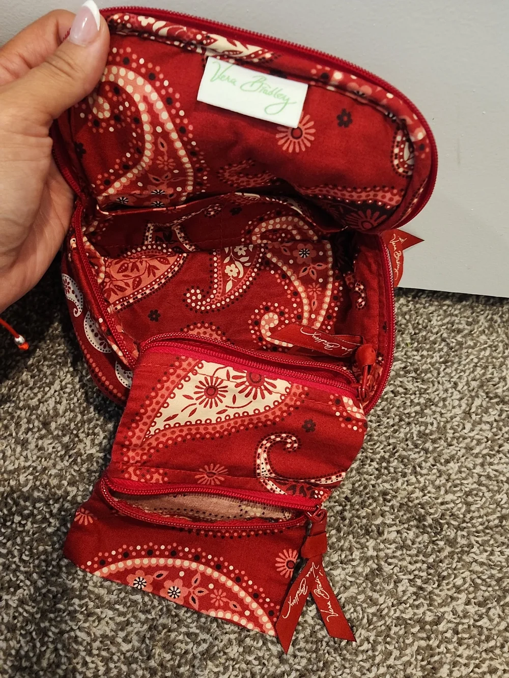 Vera BRADLEY Red Quilted Paisley Shoulder Bag Set Of 3.